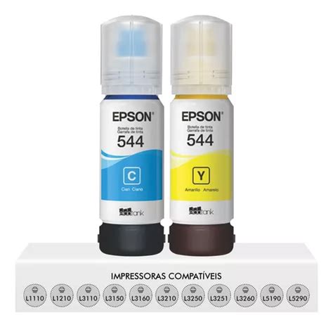 Kit 2 Refis De Tinta Original T544 Ciano Amarelo Epson L1250 Frete grátis