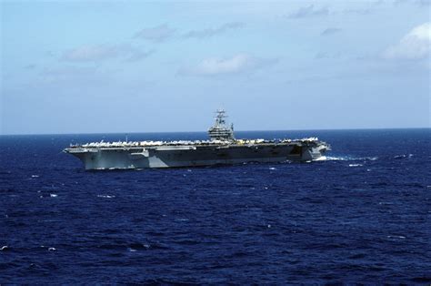 A Port Bow View Of The Nuclear Powered Aircraft Carrier Uss Dwight D