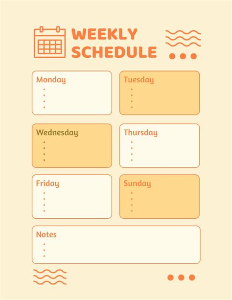 Light Yellow And Orange Minimalist Weekly Schedule Template Venngage