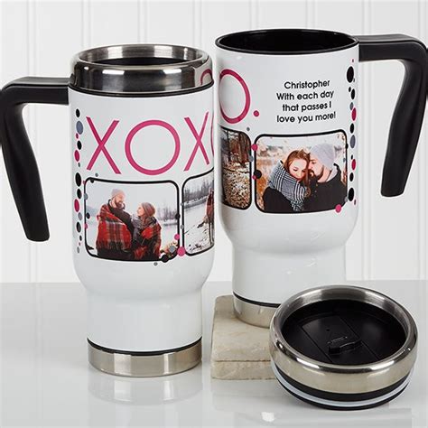 Personalized Romantic Photo Commuter Travel Mug Xoxo