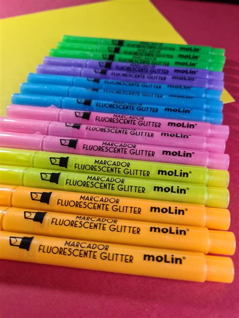 Marca Texto Fluorescente Glitter Molin Papelaria Nugabi