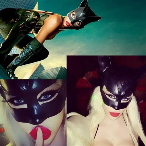 Latex Catwoman Masks Cosplay Costumes woman Halloween Party adult Black ...