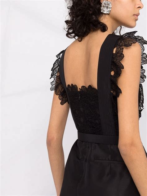 Self Portrait Lace Panel Playsuit Farfetch