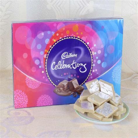 Buy Celebration Chocolate And Kaju Katli Online Send Gifts To India