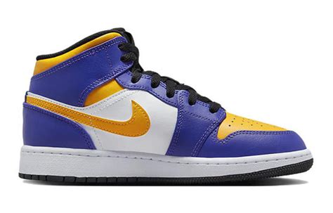 Gs Air Jordan 1 Mid Lakers Purple Dq8423 517 Kicks Crew