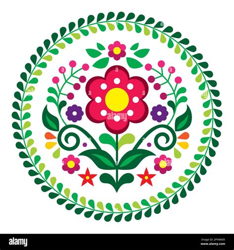 Patrón floral de mandala de estilo de arte popular mexicano en marco