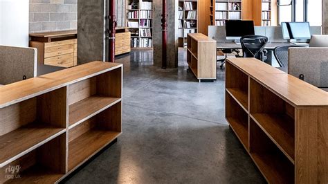 Brutalist Concrete Office Interior With Custom Furniture Made In Uk