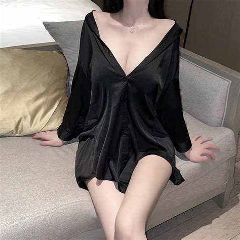 Sexy Satin Lingerie Set No Take Battle Robe Passionate Nightgown Flirtatious Small Chest Pajamas