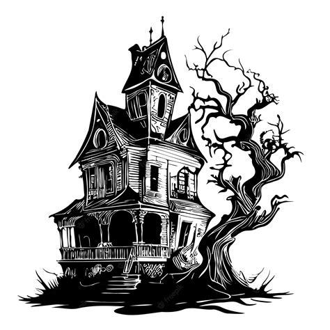 Premium Vector | Haunted house hand drawn sketch vector illustration ...