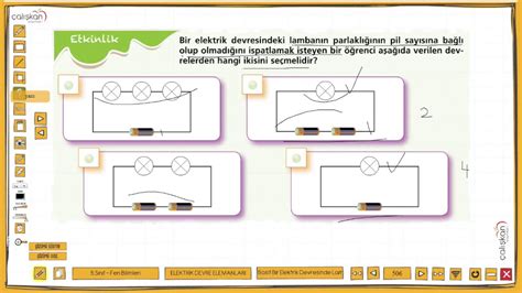 5 Sınıf Fen Bilgisi Basit bir elektrik devresinde lamba