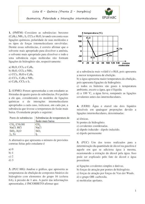 PDF Lista 6 Química Frente 2 Inorgânica Geometria PDF file1