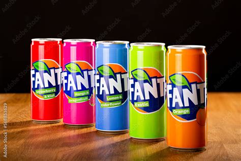 Assorted exotic flavors of the Fanta soft drink that are sold in ...