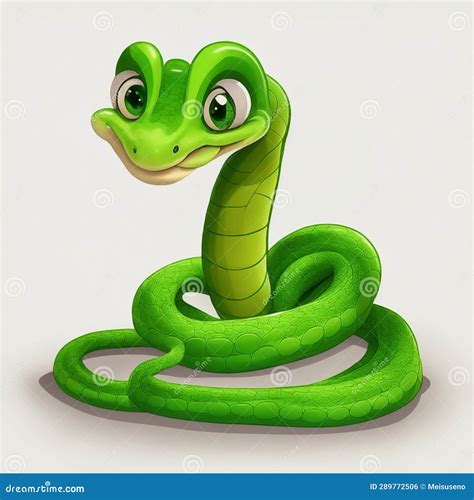 Illustrazione Di Un Serpente Verde Di Cartone Illustrazione Di Stock