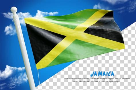 Premium PSD Jamaica Realistic Flag 3d Render Isolated Or 3d Jamaica