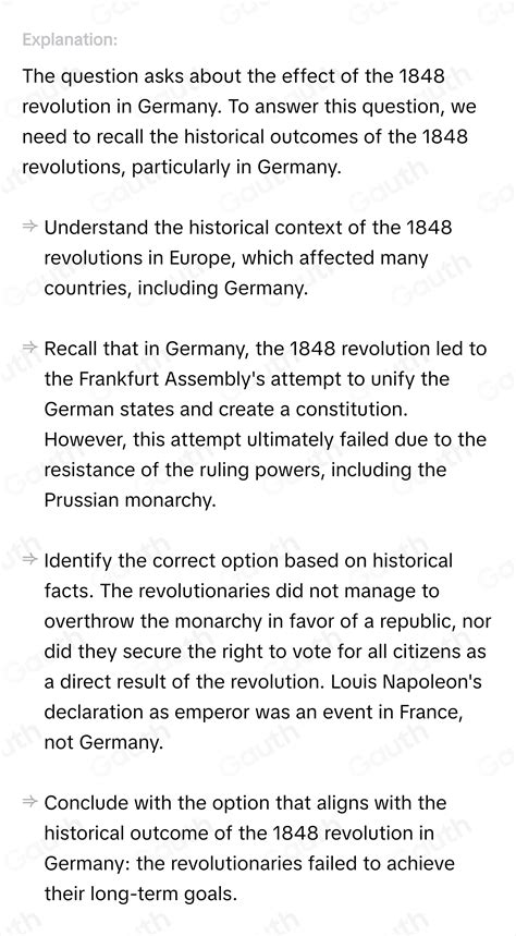 Solved: This reading was about the revolution of 1848. What was the effect of this uprising in ...