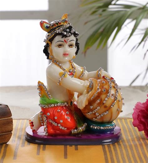 Painted Hindu Marble Bal Gopal Statue For Worship Size 5 Inch At Rs