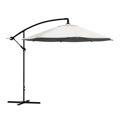 Pure Garden 10 Ft Offset Aluminum Hanging Patio Umbrella In Tan M150010 The Home Depot