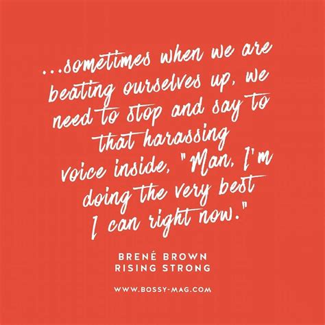 Rising Strong by Brené Brown Inspirational Quote on Red Background