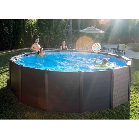 Piscine Ronde Tubulaire Habillage Gris Graphite X H M Intex