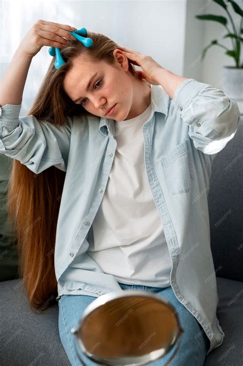 Free Photo Woman Giving Herself Scalp Massage