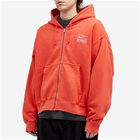 Nike X Stussy Fleece Hoodie Red And Natural End