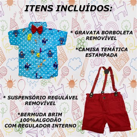 ROUPA DO PERSONAGEM Infantil Menino Tematica Suspensorio Festa