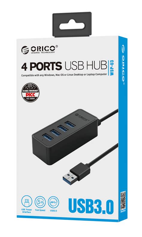 Orico Usb Hub W P U X Usb Ports Gbps Black Gadget Mou