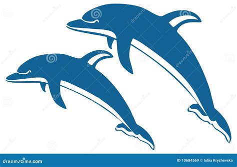 Two Dolphins Stock Vector Illustration Of Swinmming