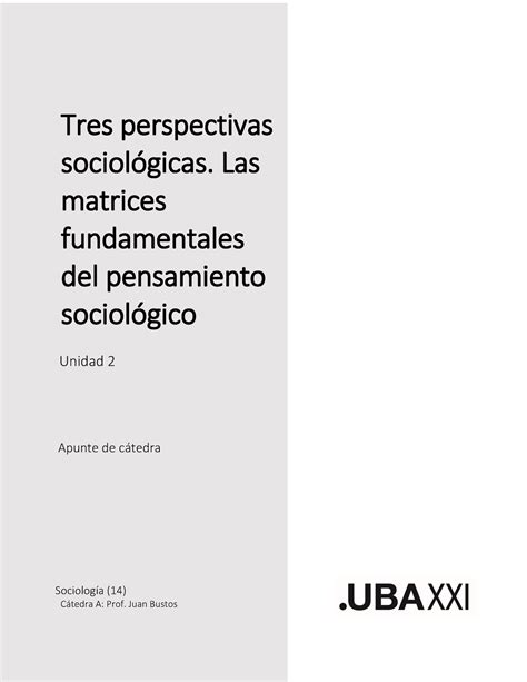 Tres Perspectivas Sociológicas Sociologia A 1c 2023 Tres Perspectivas