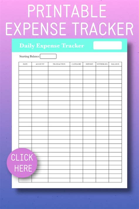 Daily Expense Tracker Printable Etsy Expense Tracker Printable