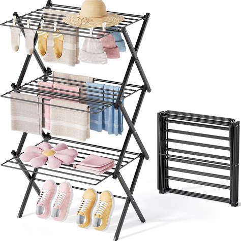 Apexchaser Collapsible Clothes Drying Rack Multi Level Foldable Steel Laundry