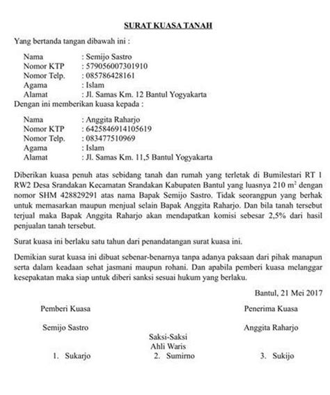 Detail Contoh Surat Kuasa Mengurus Sertifikat Tanah Koleksi Nomer