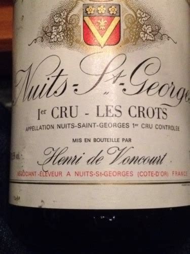 2015 Henri De Voncourt Nuits Saint Georges 1er Cru Les Crots Vivino