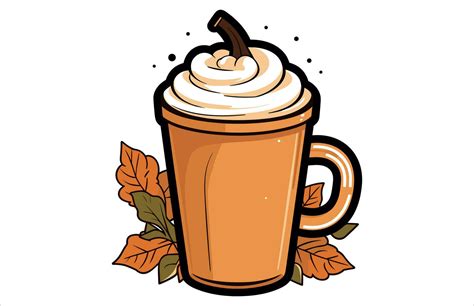 Pumpkin Spice Latte Coffee Vector Fall Latte Coffee Illustration