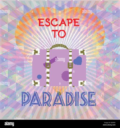 Abstract Summer Time Infographic Escape To Paradise Text A Big Heart And Suitcase Digital