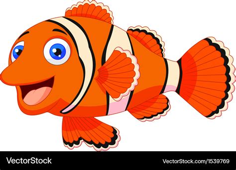 Cute Clown Fish Cartoon Royalty Free Vector Image