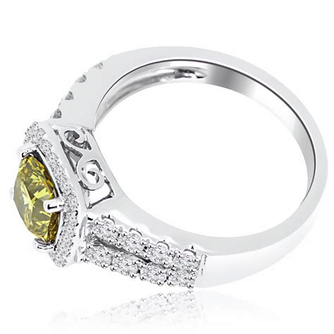 176ct Canary Yellow Diamond Engagement Ring 18k White Gold