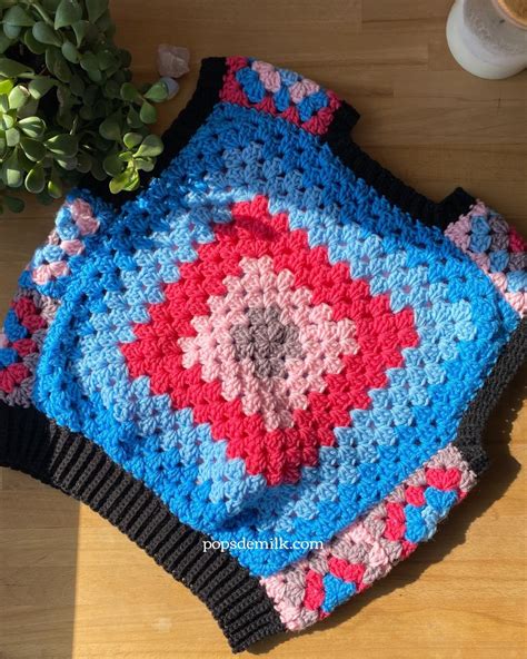 Crochet Granny Square Vest Pops De Milk Fun And Nerdy Crochet Patterns