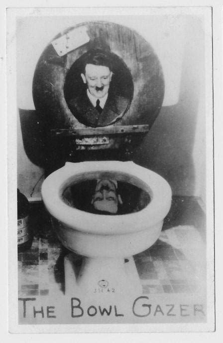 Vintage Ww2 Anti Hitler Toilet Bowl Gazer Bw Photo Postcard Mint