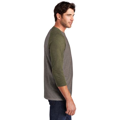 District Dm136 Perfect Tri 3 4 Sleeve Raglan Military Green Frost