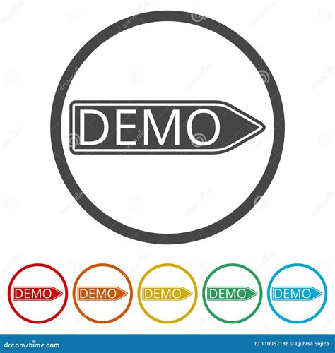 Demo Sign Demo Icon 6 Colors Included Stock Vector Illustration Of