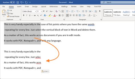 How To Select Text Vertically In A Paragraph In Microsoft Office Word