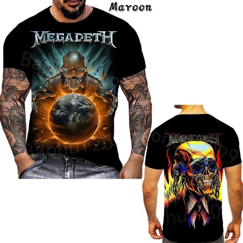 Camiseta De Manga Corta Con Estampado 3d De Banda De Metal Camiseta Moderna De Verano