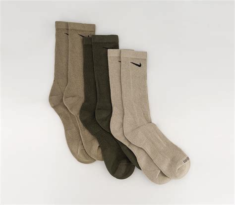 Nike Crew Socks 3 Pair Multi Cream Green Socks