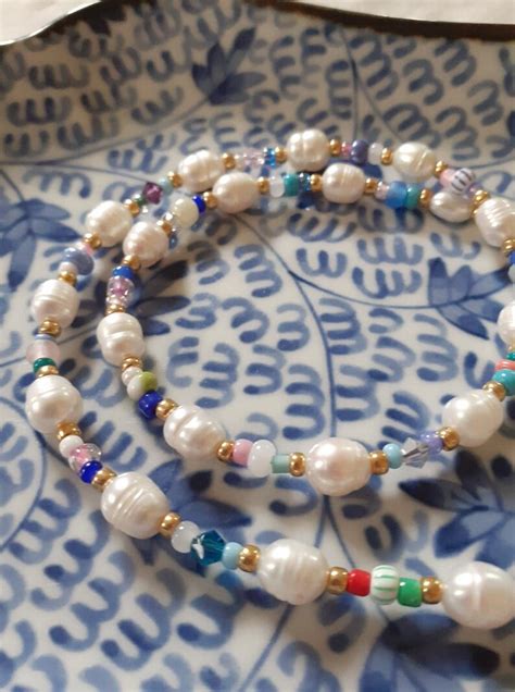 Freshwater Pearl And Seed Beads Necklace Real Pearl And Etsy