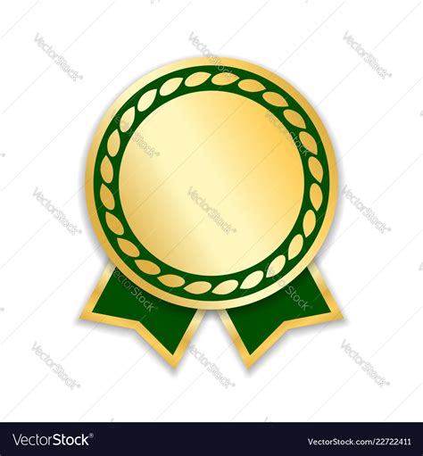 Award Ribbon Isolated Gold Green Design Medal Vector Image