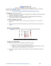 Student Instructions Molarity PhET Lab CHEM 1411 6003 14A General