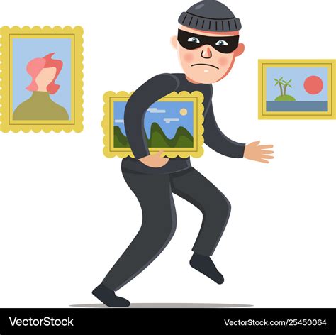 A Thief Steals Painting From Museum Royalty Free Vector