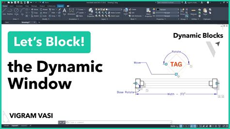 Window Dynamic Block In Autocad Dynamic Blocks Vigram Vasi Youtube