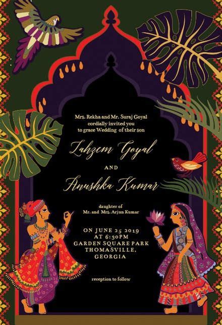 Indian Lovers Wedding Invitation Template Greetings Island Hindu Wedding Invitations